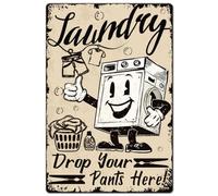 SUPERDANT Washing Machine Tin Signs Retro Metal Poster Cartoon Pattern Plaque Vintage Decort Laundry Room Sign Decorative for Home Cleaning Room Apartment School Wall Art Gifts 20x30CM