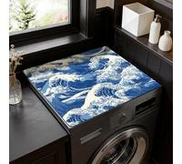 SUPERDANT Washing Machine Topper Blue Waves Washer Dryer Mat Multifunctional Waterproof Laundry Dust Mat Universal For Top Load Washer Dryer Countertop Decorative 60x50cm