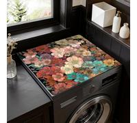 SUPERDANT Washing Machine Topper Colorful Flowers Washer Dryer Mat Multifunctional Waterproof Laundry Dust Mat Universal For Top Load Washer Dryer Countertop Decorative 60x50cm