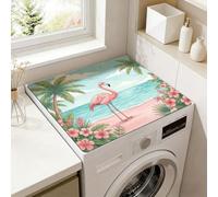 SUPERDANT Washing Machine Topper Flamingo Beach Washer Dryer Mat Multifunctional Waterproof Laundry Dust Mat Universal For Top Load Washer Dryer Countertop Decorative 60x50cm