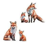 SUPERDANT Watercolor Fox Wall Stickers Cute Animal Wall Decals Fox Family Vinyl DIY Art Decor for Baby Nursery Children Bedroom Living Room Wall Decor 70x39cm 2 Sheet