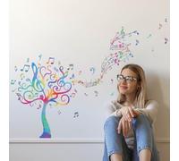 SUPERDANT Watercolor Music Trees Wall Sticker Music Notes Self Adhesive Decals DIY Colorful Vinyl Art Decorations for Bedroom Living Room Music Room Wall Decor PVC Material