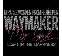 SUPERDANT Waymaker Iron on Transfer Christian Quotes Crystal Heat Transfer Stickers Hotfix Rhinestone Decal Diamonte Iron on Patch for T-Shirt Clothing Hoodies Art Craft Decor 21x29.7cm