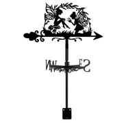 SUPERDANT Weather Vane, Black Metal Animal Mephitis Fairy in a Garland Wind Direction Indicator for Roof, Fits Outdoor Garden Sheds, Decorative Ornament Suited to Farmhouse Yard Garden Decoration