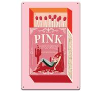 SUPERDANT West Hollywood Metal Signs Pink Cowgirl Poster Match Box Cowgirl Vintage Tin Signs Preppy Wall Art Plaque Decor Wall Decoration for Girl Room Bedroom Bar Club Man Cave Housewarming Gift