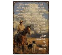 SUPERDANT Western Cowboy Metal Signs Cowboy Poetry Tin Signs Western Vintage Tin Signs Vintage Wall Art Funny Retro Decor for Bar Man Cave Club Living Room Bedroom Farmhouse Retro Metal Decoration