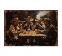 SUPERDANT Western Cowboy Metal Signs Cowboy Tavern Tin Signs Cowboy Party Vintage Tin Signs Vintage Wall Art Funny Retro Decor for Bar Man Cave Club Party Living Room Retro Metal Decoration Gifts