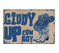 SUPERDANT Western Cowboy Metal Signs Giddy Up Cowboy Tin Sign Cowgirl Boots Iron Wall Plaques Funny Wall Art Poster for Man Cave Living Room Bedroom Farmhouse Vintage Decor 30x20cm