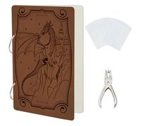 SUPERDANT Western Dragons Greeting Card Holder Organizer Western Dragons Wooden Card Keeper Binder Birthday Cards Keeper Photo Album Cover with Punch and 20pcs Inner Pockets Wedding Journey Gifts