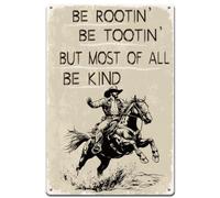 SUPERDANT Westrn Cowboy Metal Signs Horseback Riding Tin Signs Be Kind Wall Plaques Wild West Poster Art for Man Cave Home Living Room Bedroom Bar Pub Vintage Decor Housewarming Gift