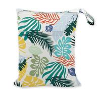 SUPERDANT Wet Dry Bag Tropical Leaves Waterproof Bag Reusable Leakproof Wet Clothes Bags with 2 Zippered Pockets for Beach Pool Gym Swimsuits Sportswear Baby Diapers 36x30cm