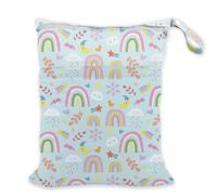 SUPERDANT Wet Dry Bag Waterproof Swim Beach Pool Pouch Reusable Travel Organizer With 2 Zippered Pockets Large Capacity Fold Flat Rainbow Clouds Colorful 14.2x11.8 in
