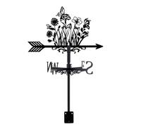 SUPERDANT Wildflower Weather Vane Plants Wind Vanes for Yard Flowers Butterfly Meadow Metal Weathervane Roof Mount for Gardens Outside Black Weathervanes Farmhouse Farm Barn Sheds Patio Decorations
