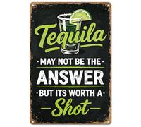 SUPERDANT Wine Metal Tin Signs Tequila May Not Be The Answer But Its Worth A Shot Vintage Retro Wall Decor For Garage Man Cave Home Bar Living Room Decor 30x20cm