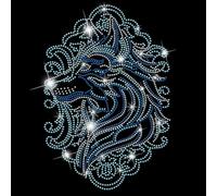 SUPERDANT Wolf with Crown Crystal Rhinestone Decals Wolf King Rhinestone Transfers Patches Wild Animal Iron on Applique Diamond Heat Transfer Sticker for Colthing Jacket Decoration