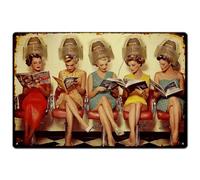 SUPERDANT Woman Metal Signs Hair Salon Tin Signs Beauty Salon Wall Plaques Iron Poster Art for Bar Man Cave Wall Decor Home Living Room Bathroom Vintage Decor