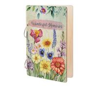 SUPERDANT Wonderful Memories Greeting Card Holder Wild Flowers Wooden Loose Leaf Binder Wedding Planning Book Photo Album 2-Rings Cover Planner Keeper Keepsake Gifts Wedding Planner for Bride
