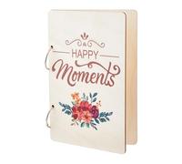 SUPERDANT Wooden Loose Leaf Binder Happy Moment Greeting Card Holder Postcard Organizer Book 2-Rings Cover Flowers Birthday Reminder Calendar Keeper File Folder Organizer Card Keepsake