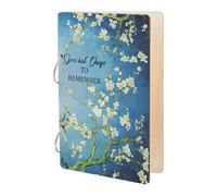 SUPERDANT Wooden Loose Leaf Binder Special Days to Remember Greeting Card Organizer Postcard Photo Album 2-Rings Cover Flower Branch Card Keeper Book Holder Organizer Card Keepsake Cover