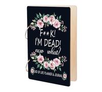 SUPERDANT Wreath with Text Wooden Loose Leaf Binder I'm Dead Greeting Card Postcard Photo Album 2-Rings Cover Birthday Reminder Calendar Keeper Book Holder Organizer Card Keepsake