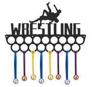 SUPERDANT Wrestling Honeycomb Shaped Medal Hanger Display Decorative Sports Medal Holder Award Metal Organizer Ribbon Display Holder Rack 17 Hangers Non-slip Hooks Athletes Gifts 40x25cm