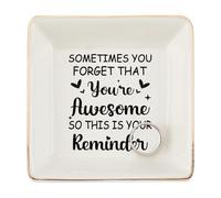 SUPERDANT You're Awesome Jewellery Tray Square-shaped Jewellery Dish Inspirational Quotes Trinket Tray Decorative Ring Holder for Birthday New Year Mother's Day Gifts Bedroom Decor