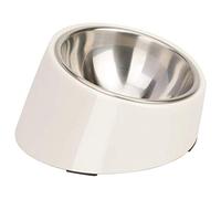 SuperDesign Mess Free 15° Slanted Bowl for Dogs and Cats, Tilted Angle Bulldog Bowl Dog Feeder, Non-skid & Non-spill, Easier to Reach Food L/2 Cup White