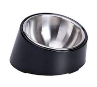 SuperDesign Mess Free 15° Slanted Bowl for Dogs and Cats, Tilted Angle Bulldog Bowl Dog Feeder, Non-skid & Non-spill, Easier to Reach Food M/1 Cup Dark Black