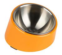 SuperDesign Mess Free 15° Slanted Bowl for Dogs and Cats, Tilted Angle Bulldog Bowl Dog Feeder, Non-skid & Non-spill, Easier to Reach Food S/0.5 Cup Bright Orange