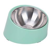 SuperDesign Mess Free 15° Slanted Bowl for Dogs and Cats, Tilted Angle Bulldog Bowl Dog Feeder, Non-skid & Non-spill, Easier to Reach Food S/0.5 Cup Teal
