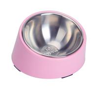 SuperDesign Mess Free 15° Slanted Bowl for Dogs and Cats, Tilted Angle Bulldog Bowl Pet Feeder, Non-Skid & Non-Spill, Easier to Reach Food M/300ml Light pink