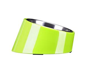 SuperDesign Mess Free 15° Slanted Bowl for Dogs and Cats, Tilted Angle Bulldog Bowl Pet Feeder, Non-Skid & Non-Spill, Easier to Reach Food M/300ml Green