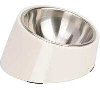 SUPERDESIGN Mess Free 15° Slanted Bowl for Dogs and Cats, Tilted Angle Bulldog Bowl Pet Feeder, Non-Skid & Non-Spill, Easier to Reach Food M/300ml Cream White