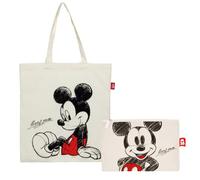 Superdiver Mickey Mouse Shopping and Clutch Bag Set - Officially Licensed Disney - Cotton and Polyester - Ideal for Daily Use or Gift - 37x41 cm and 22.5x16 cm