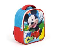 Superdiver Official Licensed Disney Mickey Mouse children's backpack for school and nursery - 24cm - blue and red - with padded handles - Ideal for boys and girls