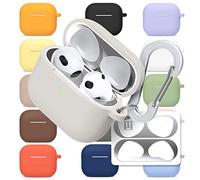 superdivision AirPods 3 & Pro Case Silicon Protective Clear Cover with Anti-Lost Carabiner Keychain Kit Set Dust Guard Dust-Proof Film [Front LED Visible] (AirPods 3, Hazy)