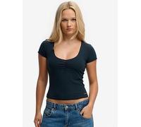 Superdry Ath Ess Gathered Short Sleeve Top, Blue, Size 8, Women Blue