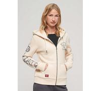 Superdry Athletic College Zip Up Hoodie Oatmeal Beige