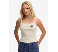 Superdry Athletic Embroider Button Cami Top, White, Size 8, Women White