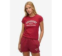 Superdry Athletic Essential Slub Tee, Red, Size 8, Women Red
