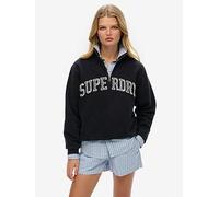 Superdry Athletic Essentials Applique Half Zip Sweatshirt, Navy, Size 14, Women Navy