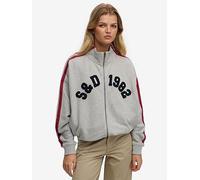 Superdry Athletic Essential Applique Loose Fit Full Zip Sweatshirt Grey M Woman