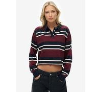 Superdry Athletic Essential Cropped Stripe Rugby Long Sleeve Polo Red S Woman