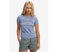 Superdry Athletic Essentials Fitted Graphic T-Shirt, Blue, Size 12, Women Blue