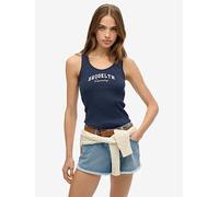 Superdry Athletic Essentials Graphic Vest Top, Navy, Size 12, Women Navy