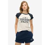 Superdry Athletic Essentials Raglan Cap Sleeve T-Shirt, White, Size 12, Women White