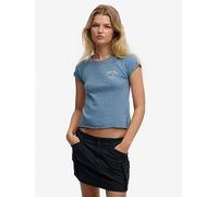 Superdry Athletic Essentials Slub Graphic T-Shirt, Blue, Size 14, Women Blue