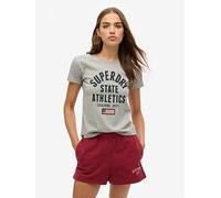 Superdry Athletic Graphic Fitted T-Shirt - Grey, Grey, Size 14, Women Grey