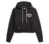 Casual cropped zip-up hoodie for women Superdry Athletic Essentials Noir L