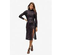 Superdry Backless Sequin Midi Dress, Black, Size 16, Women Black